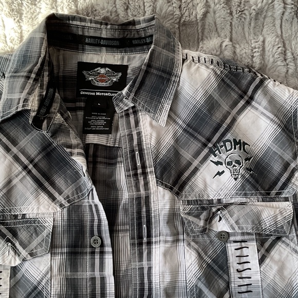 Harley-Davidson Other - Harley-Davidson Men's Monochrome Plaid Shirt